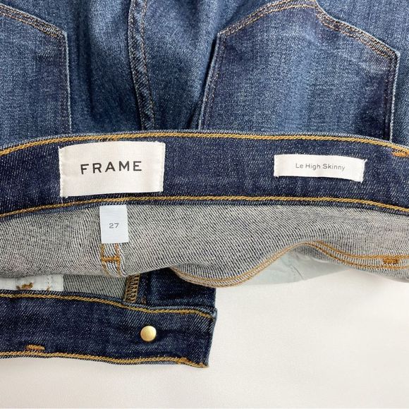 FRAME Le High Rise Skinny Jean Stretch Samira Dark Blue 27 - Picture 7 of 9
